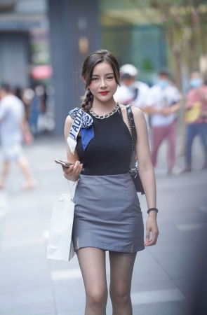 V56俊俏灰裙制服气质白领4K652G