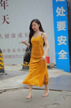 街拍高贵气质长裙靓女