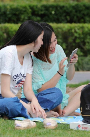 草地上的牛仔小妹